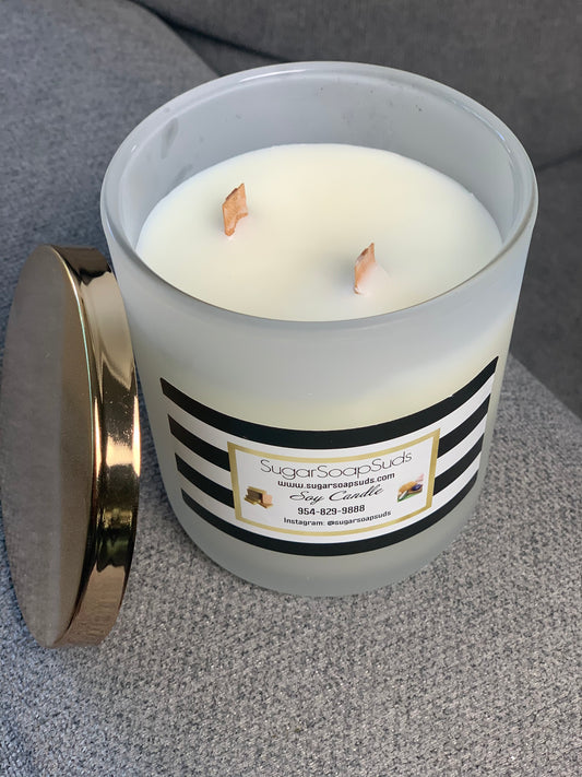 Frost White Candle|Coco & Apricot Creme Wax-Bourbon Bliss Scent